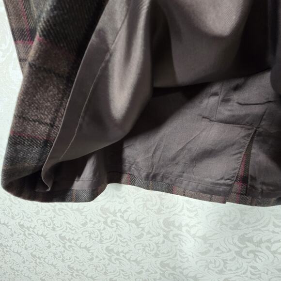 VTG Casual Corner 100% Wool Skirt sz XL* Brown Green Plaid Preppy READ - Picture 4 of 16